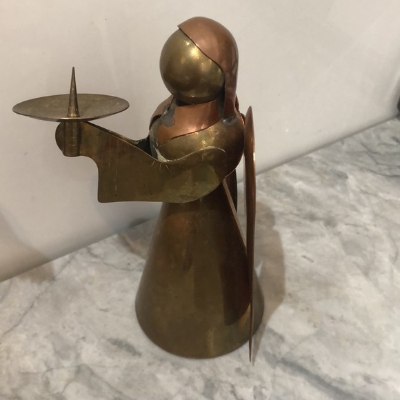 Copper and brass, bronze vintage candleholder angel - Picture 3 of 8